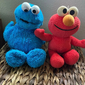 Vintage Sesame Street Elmo Cookie Monster Plush 2000-2002 nostalgia kid toys